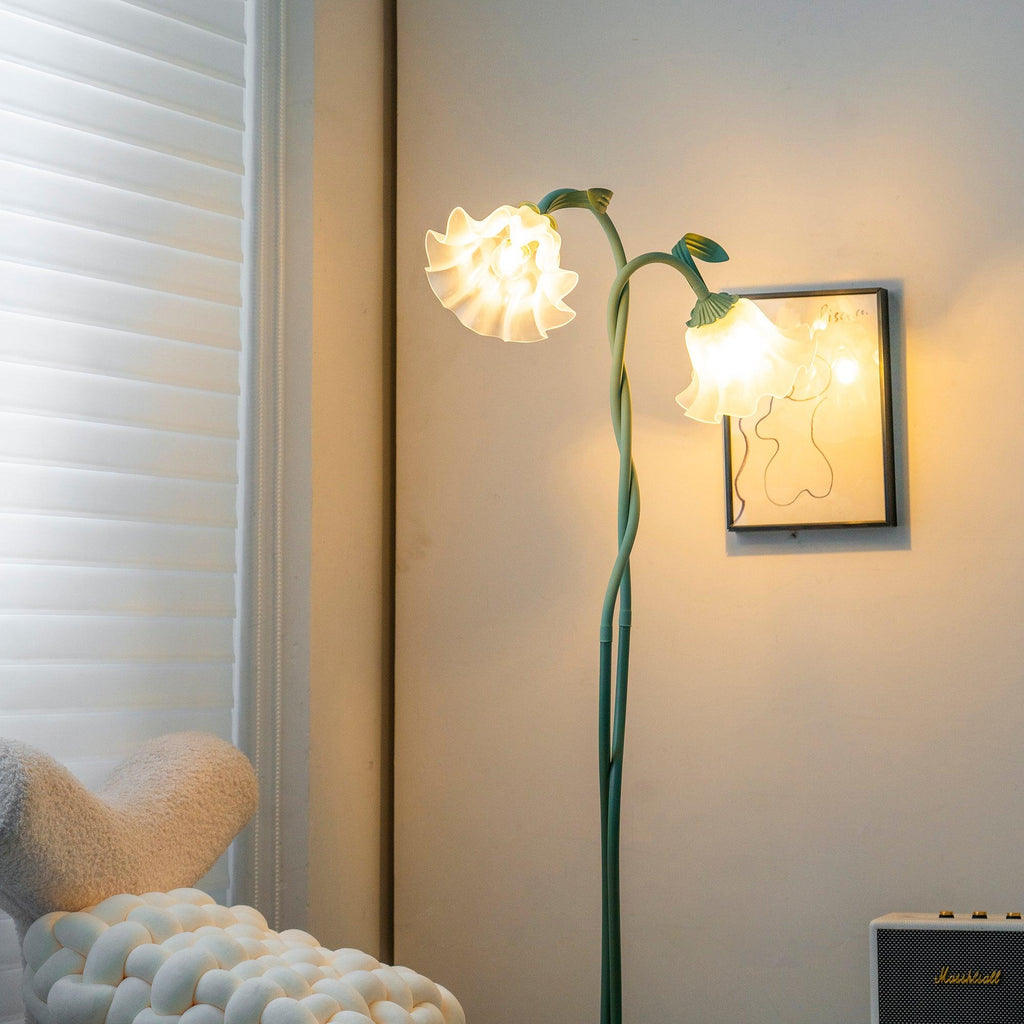 Lampada da terra Cella – Tessuto – Verde – Ø 20 cm × H 170 cm – Stile botanico per il soggiorno