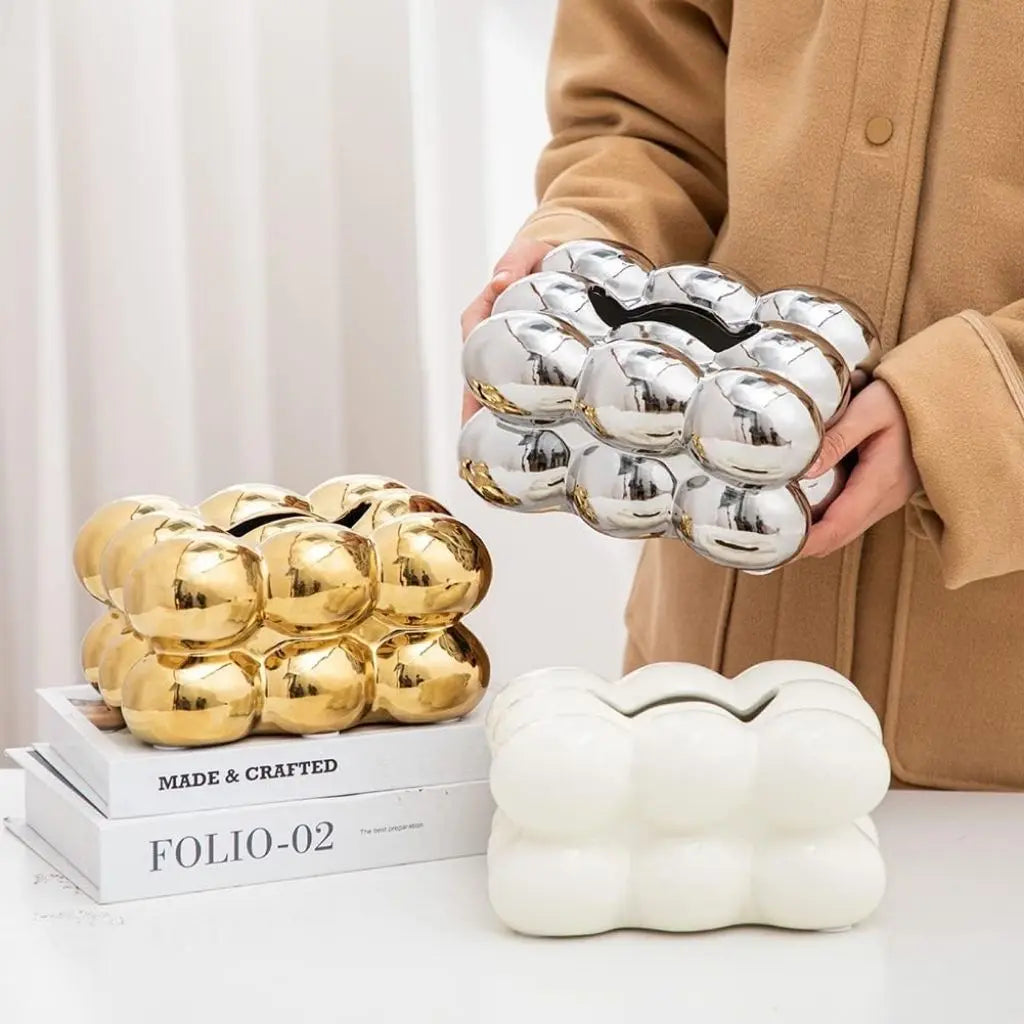 Scatola per Fazzoletti in Ceramica Amelia a Bolle
