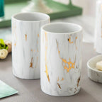 Set da Bagno in Marmo Amelia – Kit di Lavaggio in Ceramica da 4 Pezzi