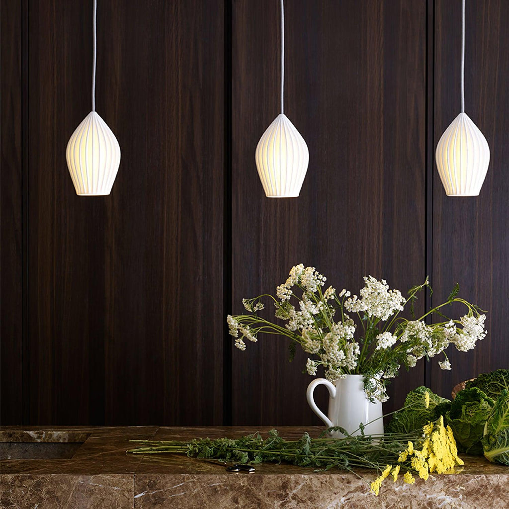 Lampada a sospensione in ceramica con righe