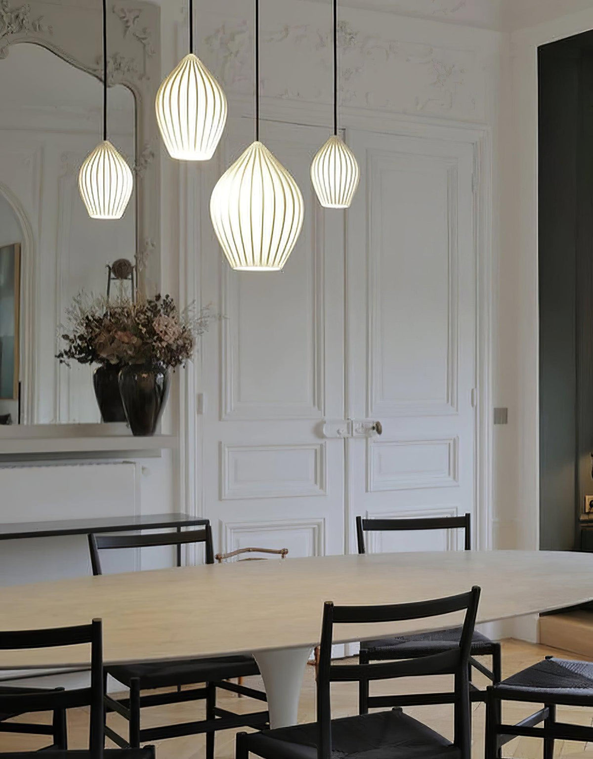 Lampada a sospensione in ceramica con righe