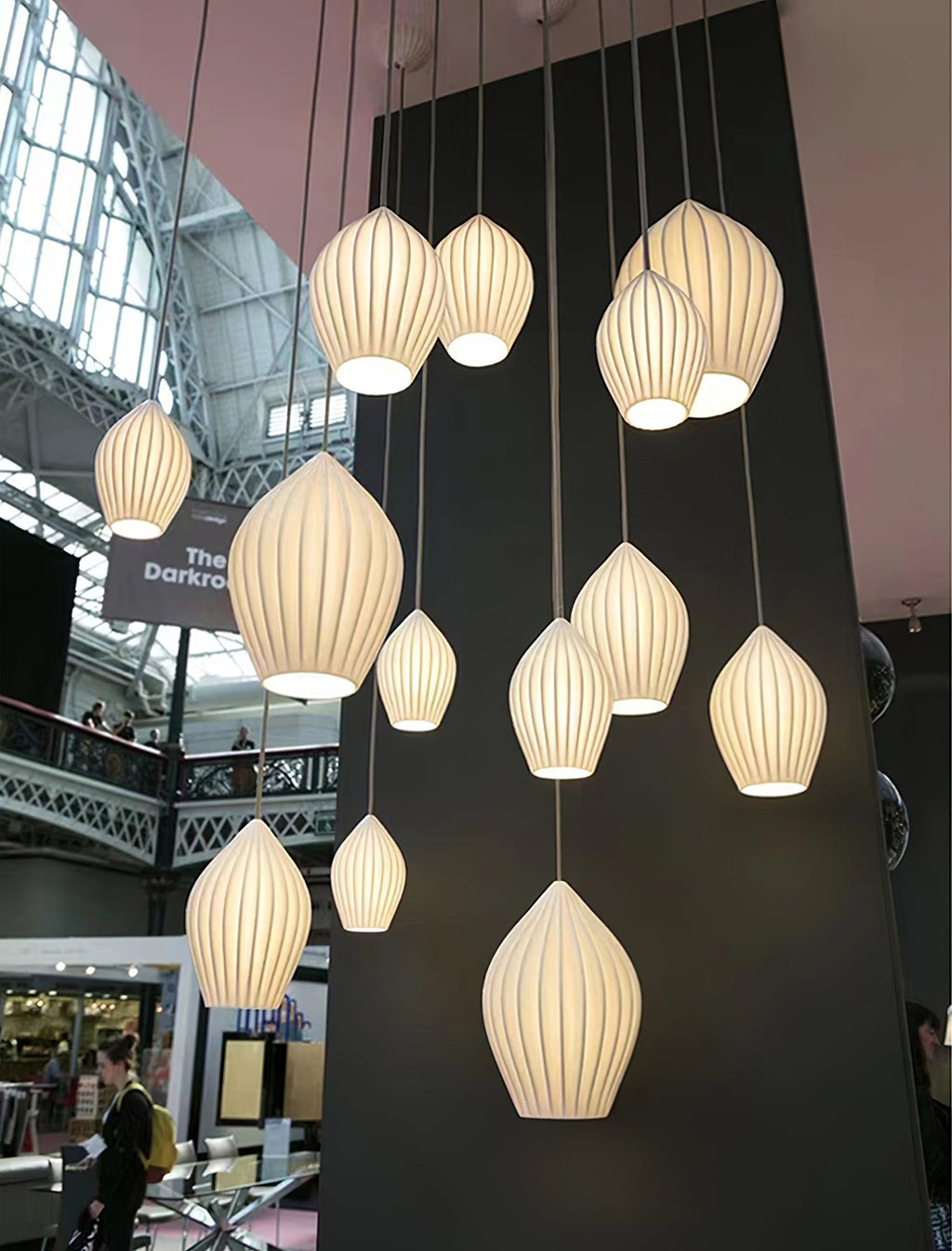 Lampada a sospensione in ceramica con righe