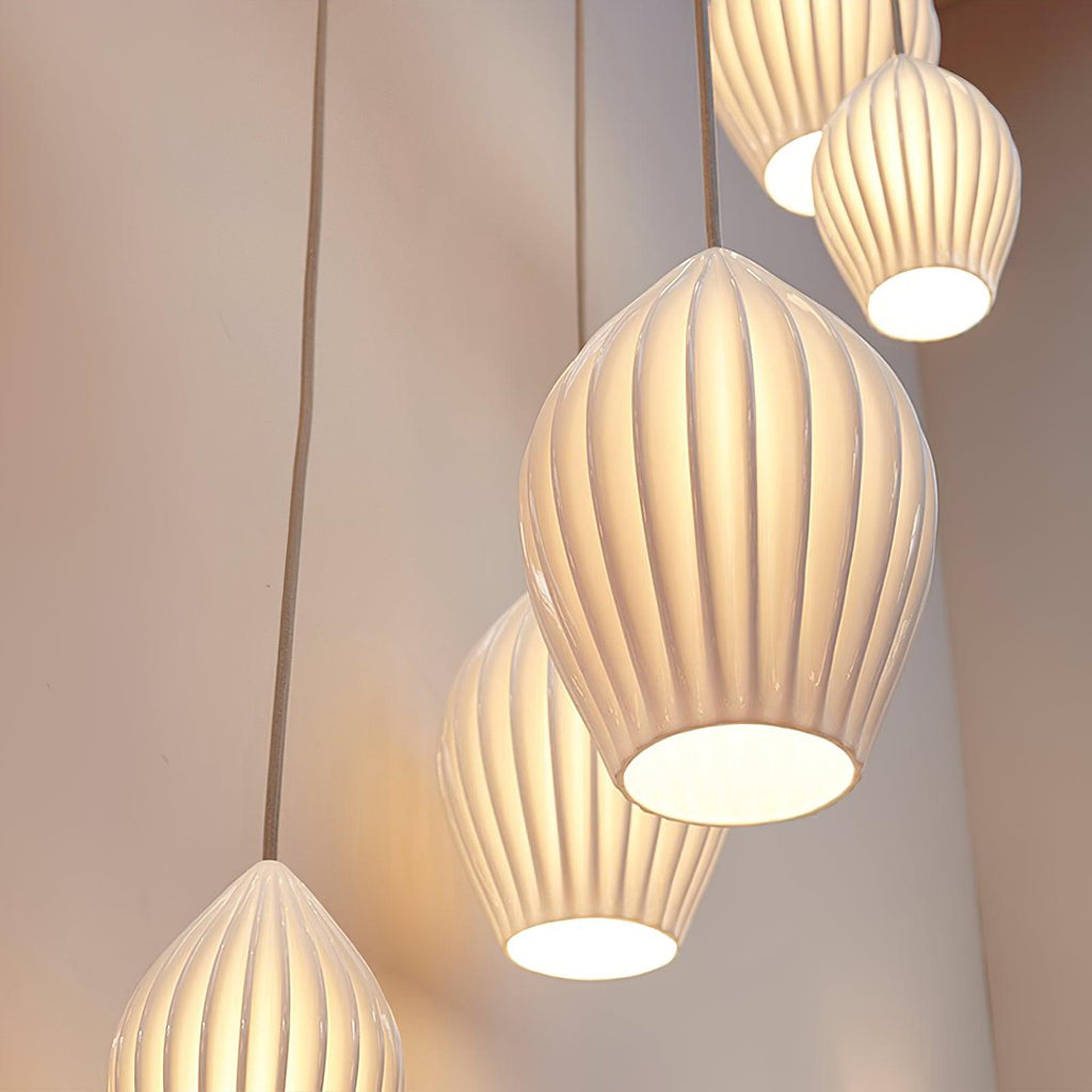 Lampada a sospensione in ceramica con righe