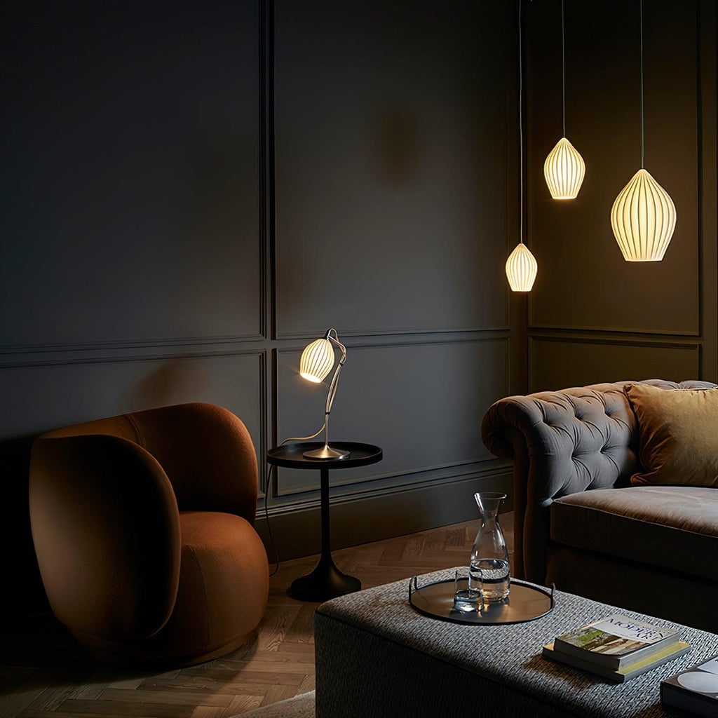 Lampada a sospensione in ceramica con righe