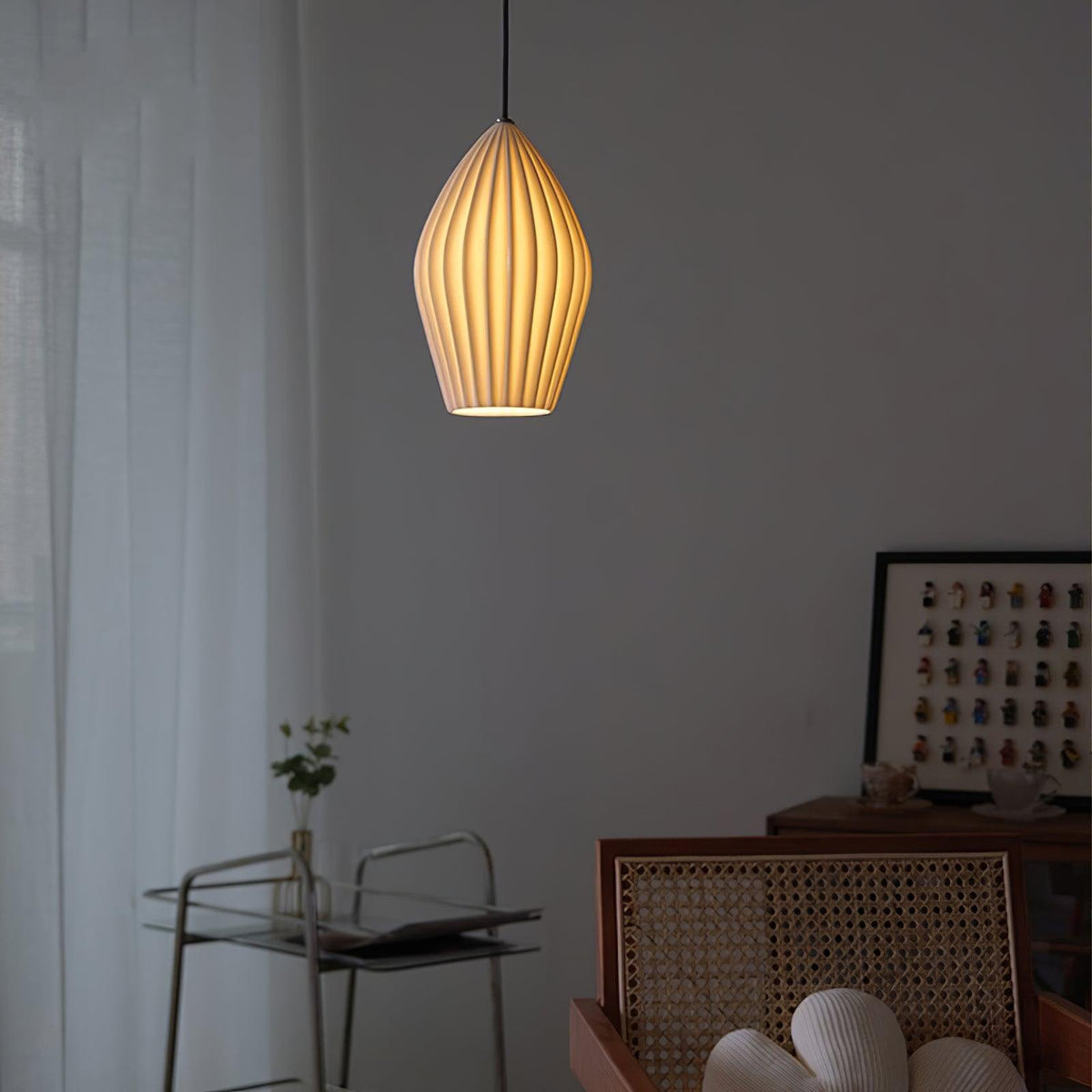 Lampada a sospensione in ceramica con righe
