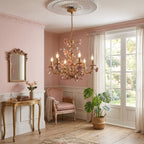 Lampadario in ceramica a forma di rosa rampicante