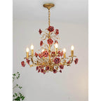 Lampadario in ceramica a forma di rosa rampicante