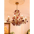 Lampadario in ceramica a forma di rosa rampicante