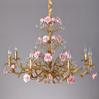 Lampadario in ceramica a forma di rosa rampicante