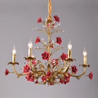 Lampadario in ceramica a forma di rosa rampicante