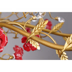 Lampadario in ceramica a forma di rosa rampicante