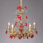 Lampadario in ceramica a forma di rosa rampicante