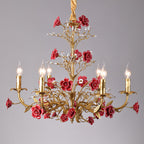 Lampadario in ceramica a forma di rosa rampicante