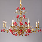Lampadario in ceramica a forma di rosa rampicante