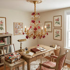 Lampadario in ceramica a forma di rosa rampicante