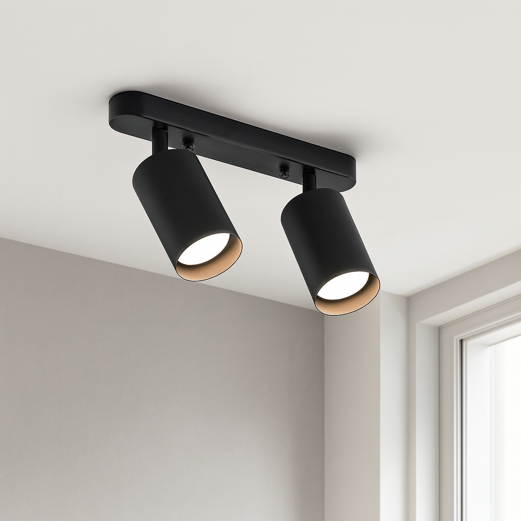 Faretto da soffitto a doppia testa regolabile