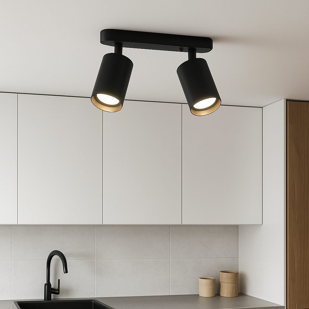Faretto da soffitto a doppia testa regolabile