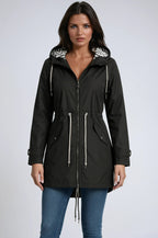 Parka Donna con Cappuccio e Coulisse – Giacca Elegante con Vita Regolabile