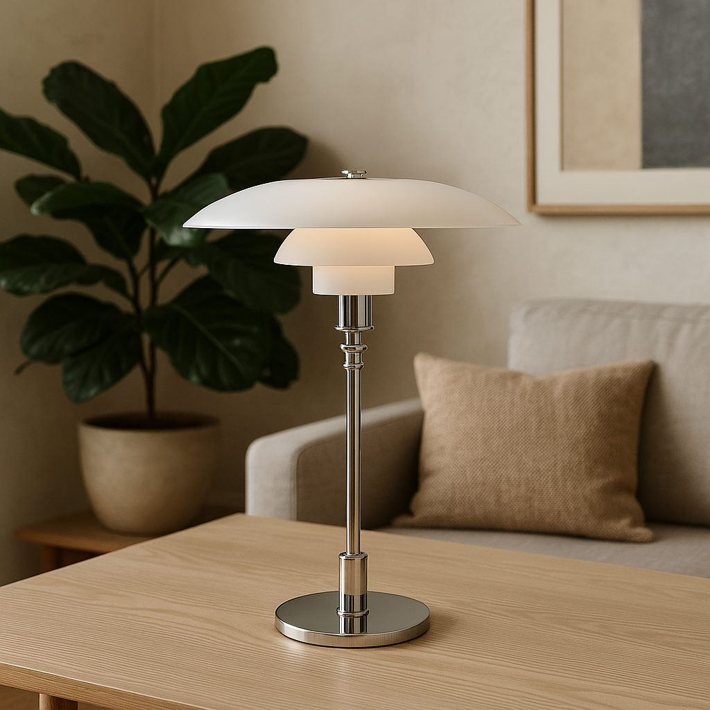 Lampada da Tavolo con Paralume in Vetro Vintage Danese