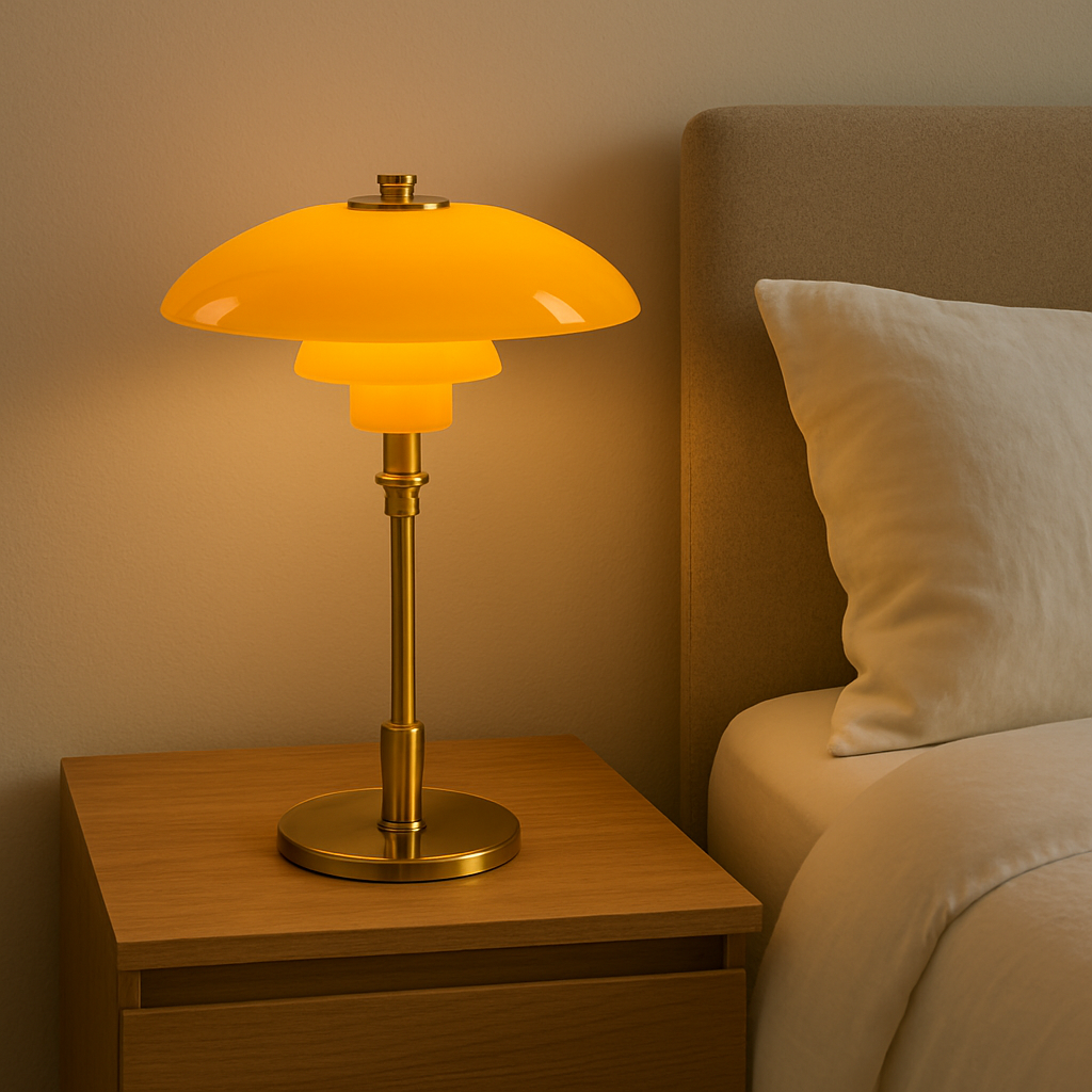 Lampada da Tavolo con Paralume in Vetro Vintage Danese