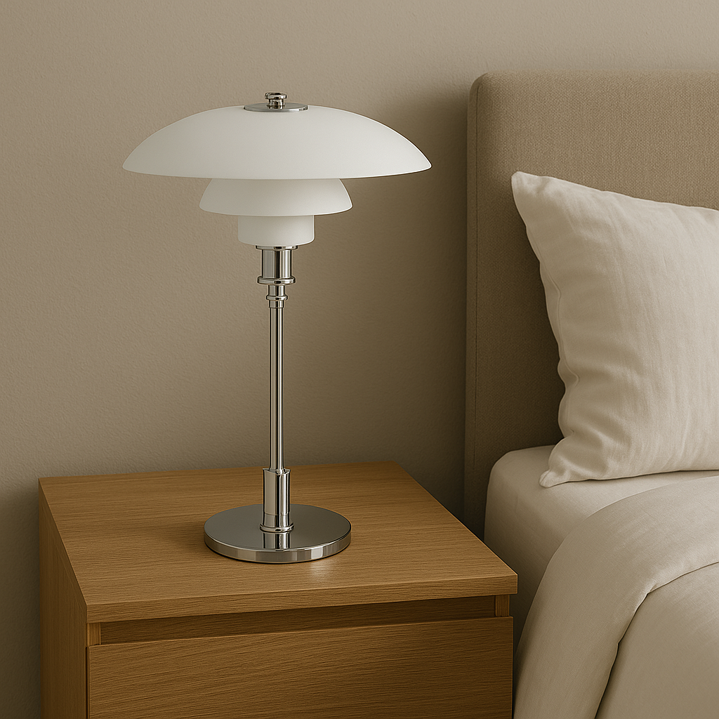 Lampada da Tavolo con Paralume in Vetro Vintage Danese