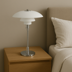Lampada da Tavolo con Paralume in Vetro Vintage Danese