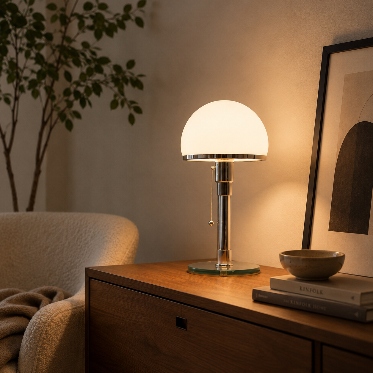 OCS - Lampada da tavolo di design con paralume in vetro