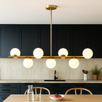 Lampada a sospensione lineare contemporanea in oro