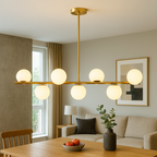 Lampada a sospensione lineare contemporanea in oro