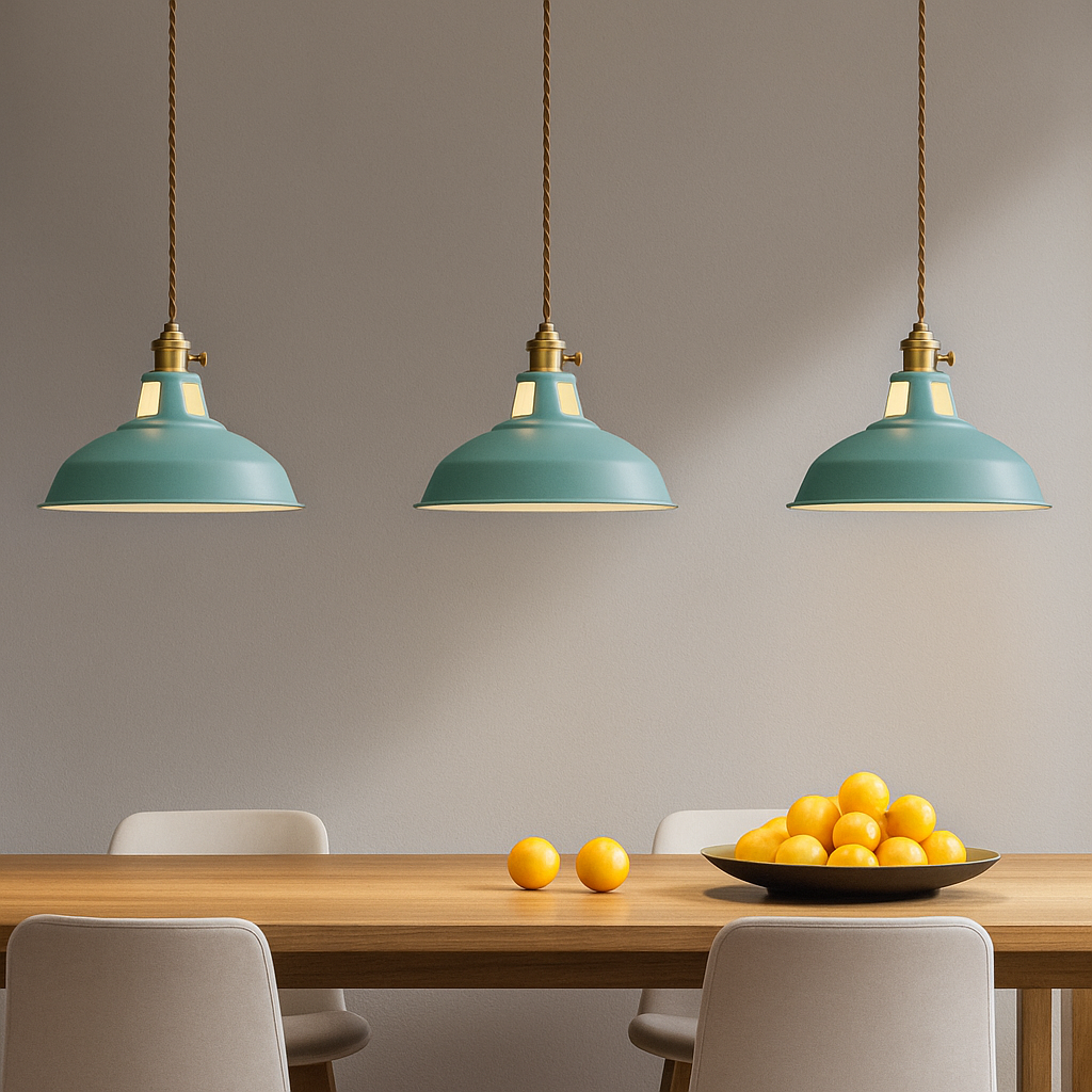 Lampada a sospensione a cupola in metallo colorato industriale LED 1-luce