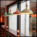 Lampada a sospensione a cupola in metallo colorato industriale LED 1-luce