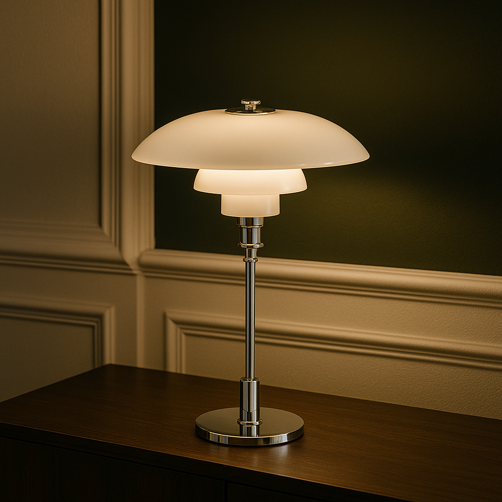 Lampada da Tavolo con Paralume in Vetro Vintage Danese