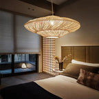 Lampada a sospensione in rattan vintage