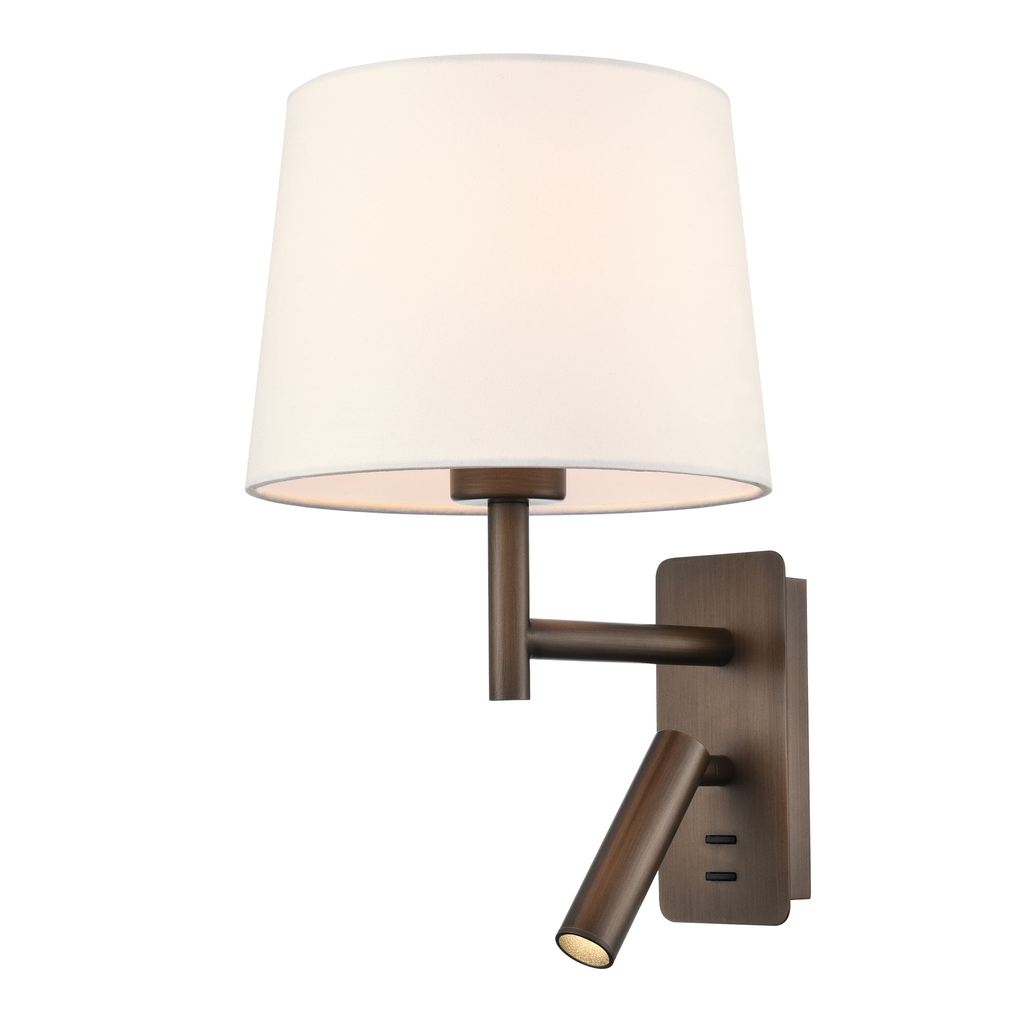 Lampada da Muro Notturna Franklite Christie con Lettore in Bronzo Spazzolato