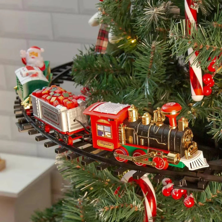KerstExpress Treno Natalizio – Treno Natalizio in Movimento con Luce, Suono e Supporto per Albero