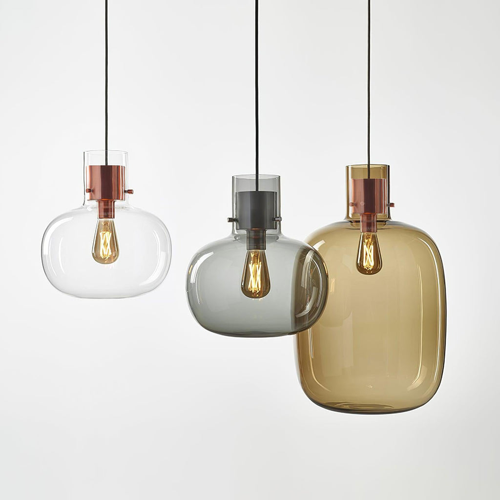 Cimbera Lampada a sospensione – Vetro – Trasparente/Grigio fumé/Ambra – Ø30 cm – Design moderno
