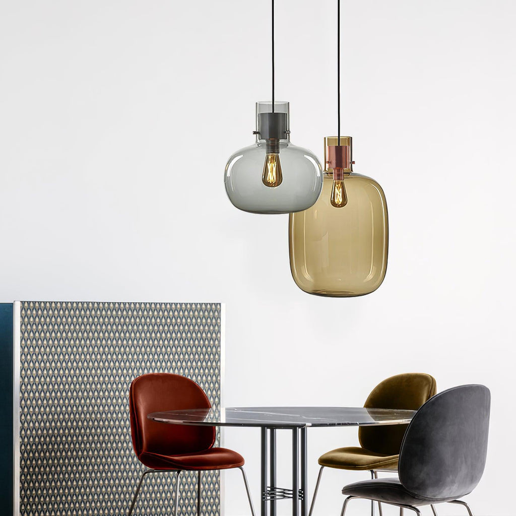 Cimbera Lampada a sospensione – Vetro – Trasparente/Grigio fumé/Ambra – Ø30 cm – Design moderno