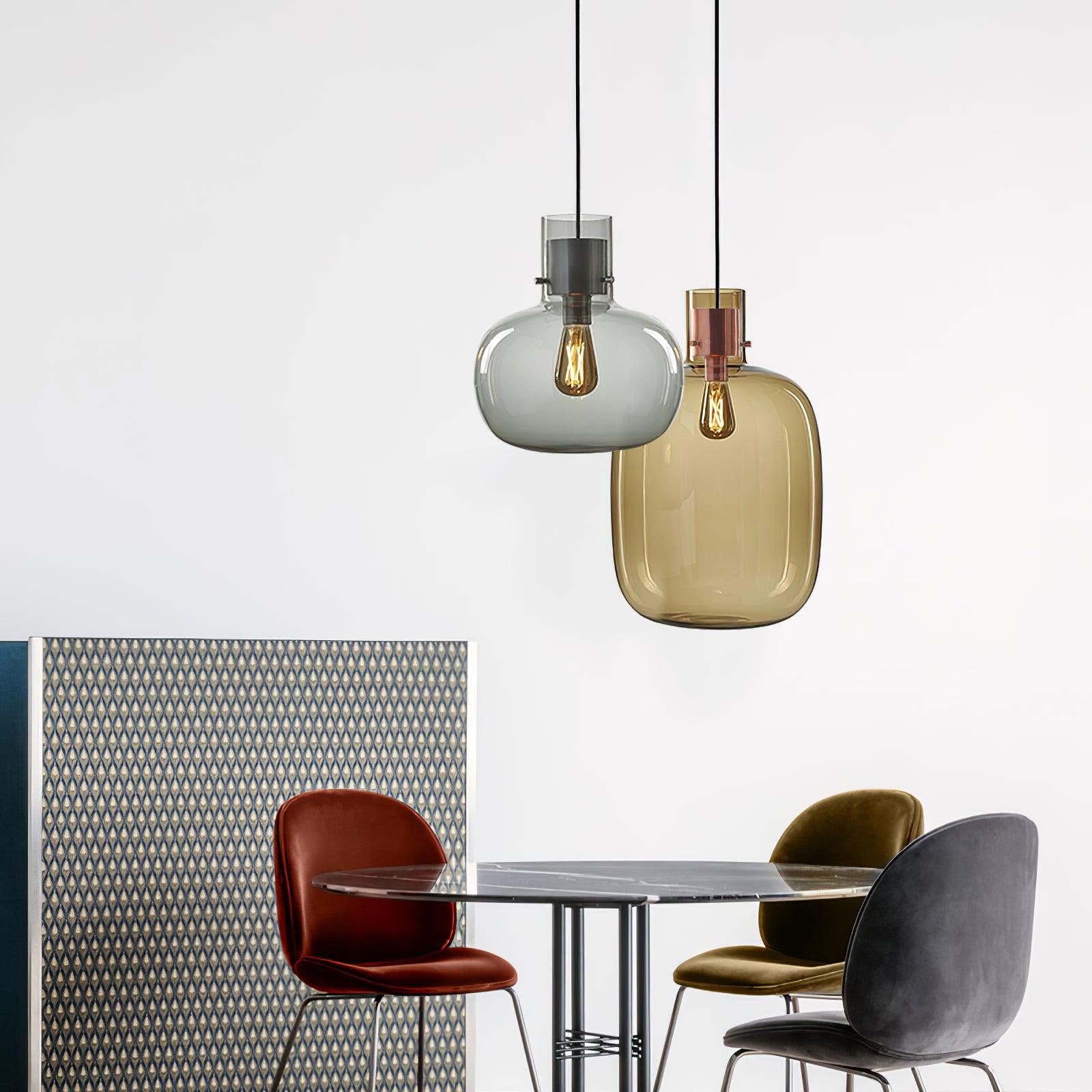 Cimbera Lampada a sospensione – Vetro – Trasparente/Grigio fumé/Ambra – Ø30 cm – Design moderno