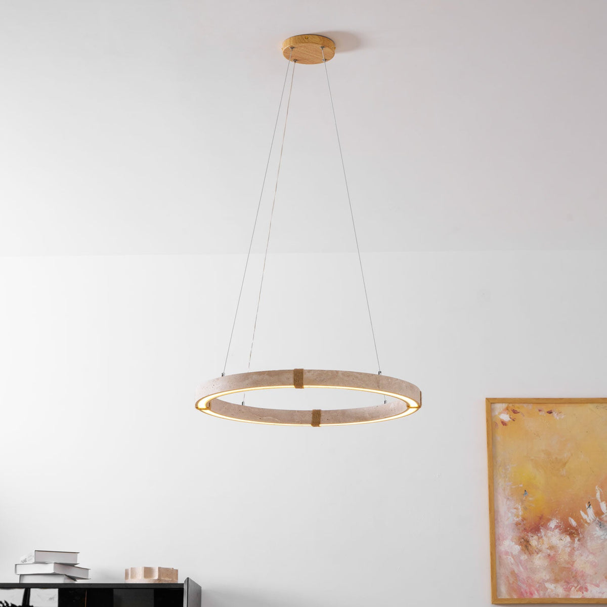 Lampada a Sospensione in Travertino Circolare