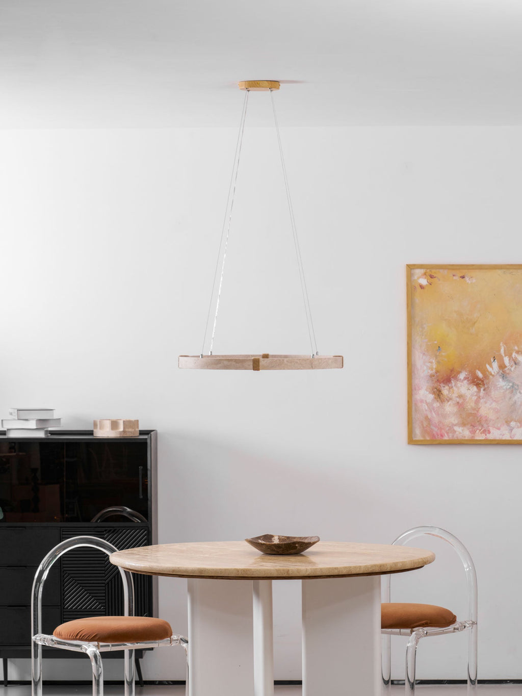 Lampada a Sospensione in Travertino Circolare