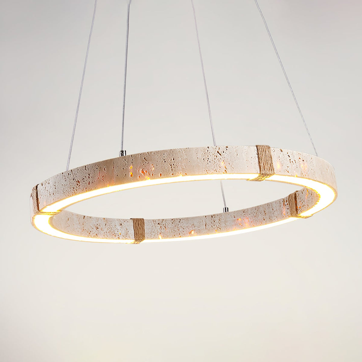 Lampada a Sospensione in Travertino Circolare