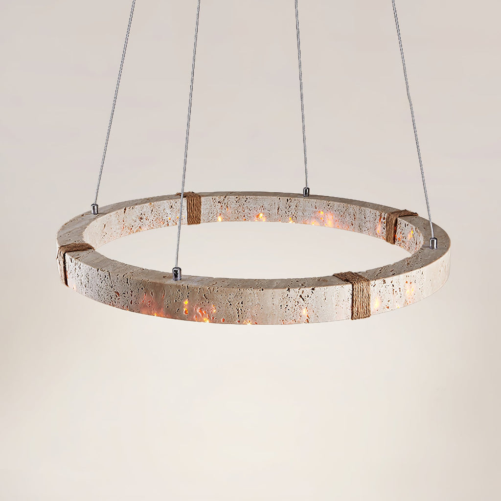 Lampada a Sospensione in Travertino Circolare
