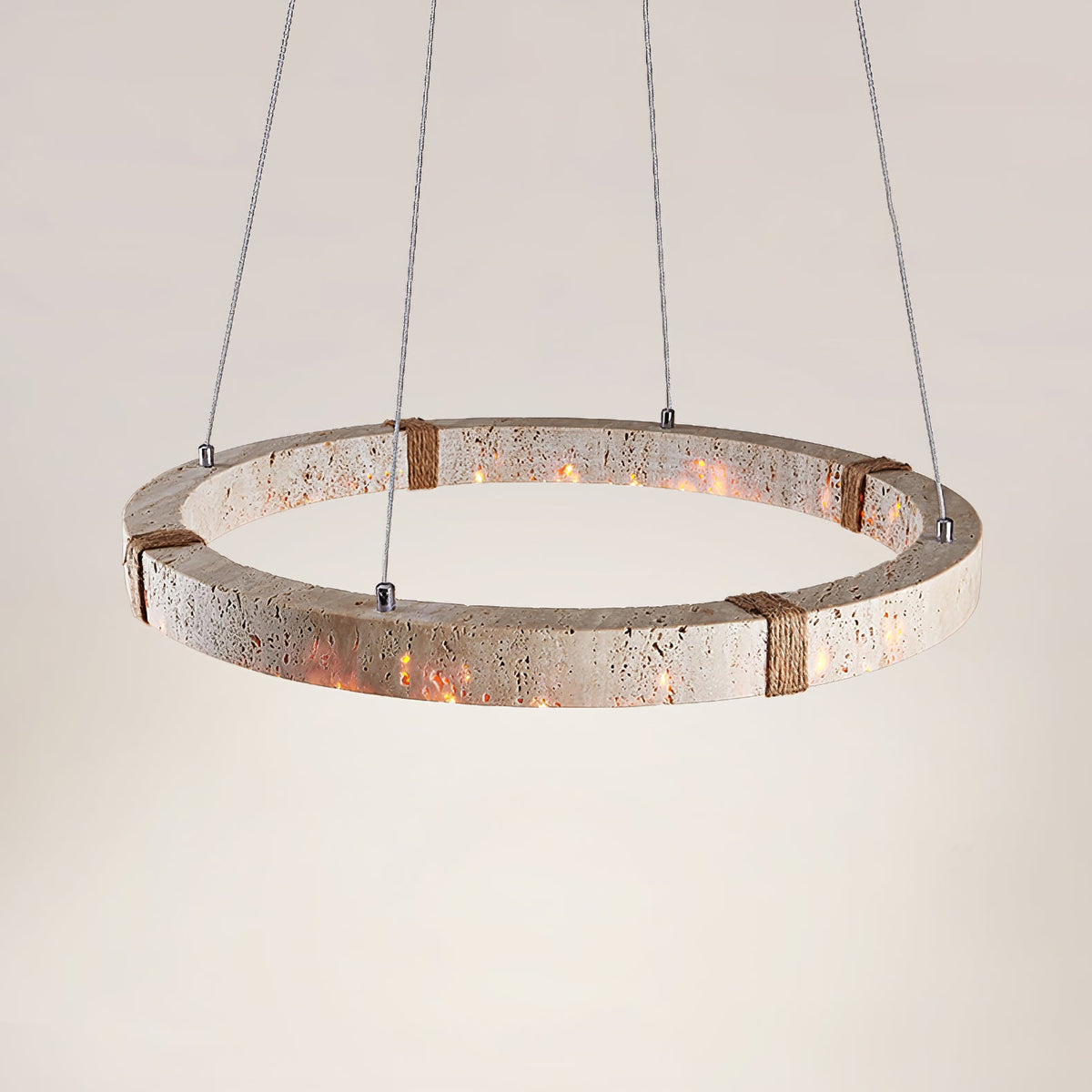 Lampada a Sospensione in Travertino Circolare