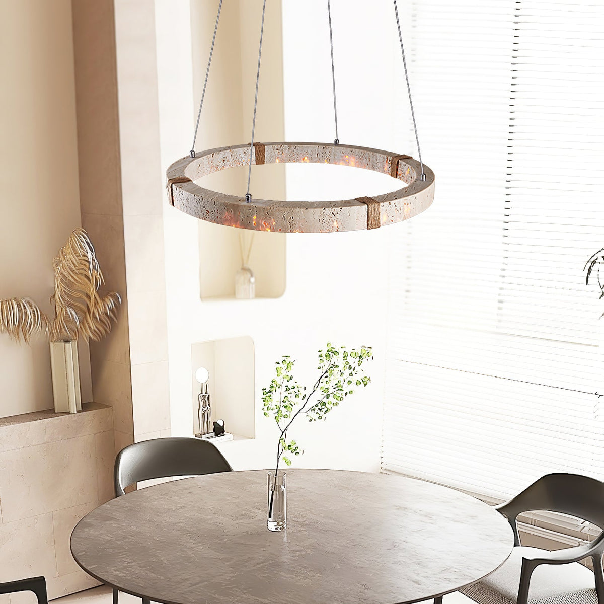 Lampada a Sospensione in Travertino Circolare