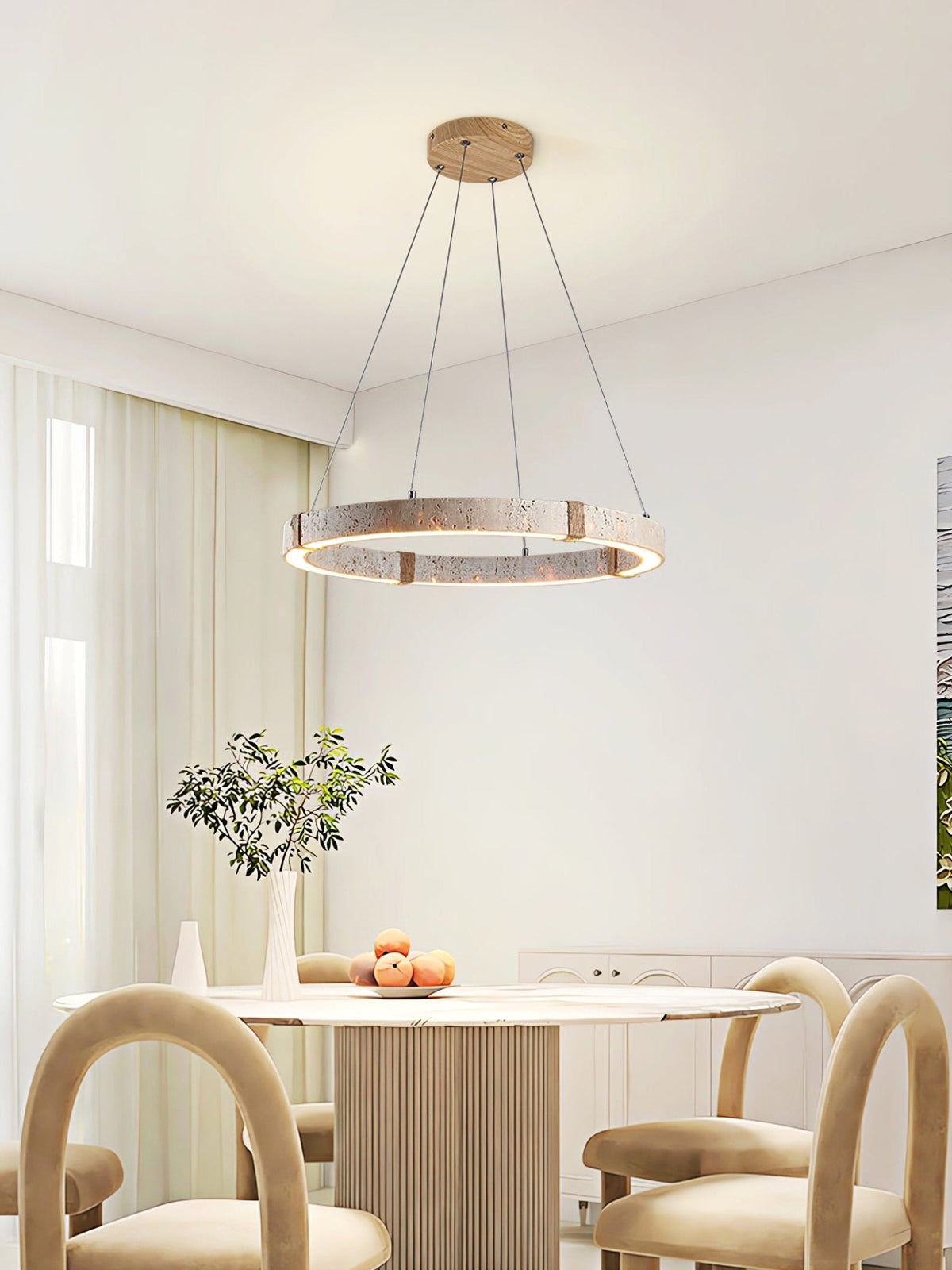 Lampada a Sospensione in Travertino Circolare