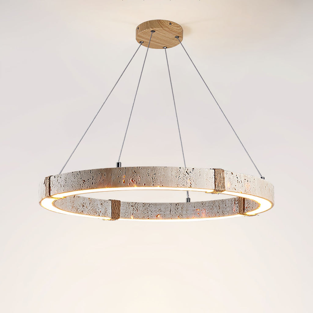 Lampada a Sospensione in Travertino Circolare