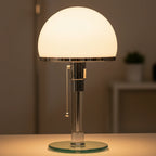 OCS - Lampada da tavolo di design con paralume in vetro