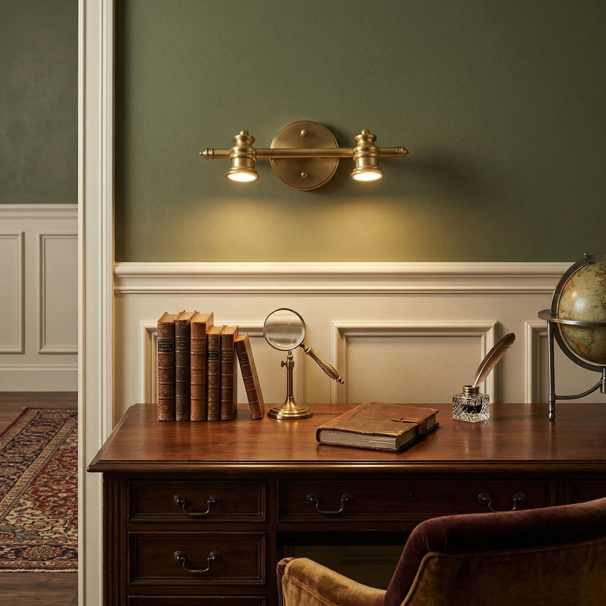 Lampada da Parete in Ottone Halophane