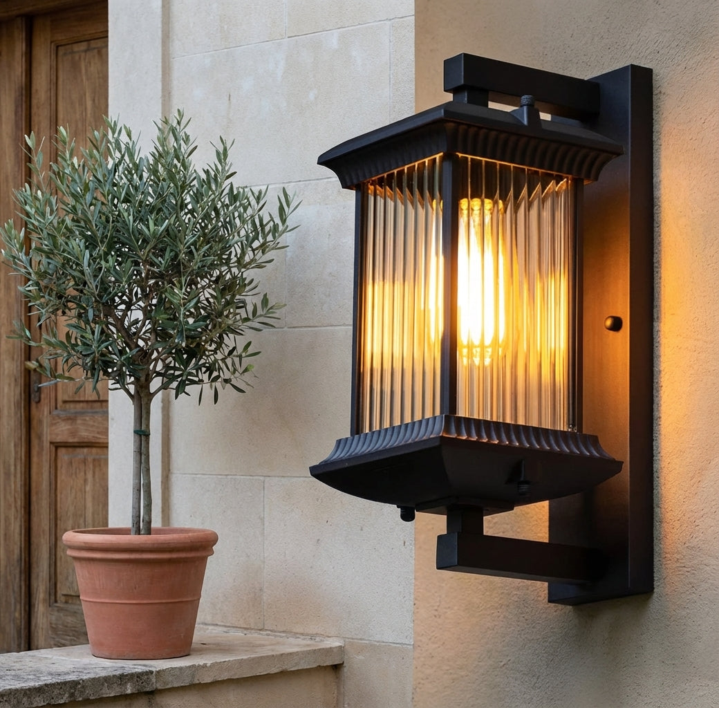 Lampada da Parete Classica per Esterni in Stile Lanterna Marrone Caffè Pavo