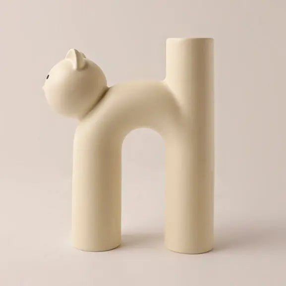 Vaso da Fiori in Ceramica a Forma di Gatto Clem Marble